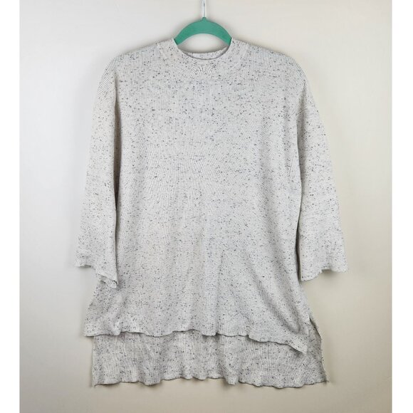 Eileen Fisher Organic Cotton Speckle Boxy Crewneck Tunic Sweater sz L - Picture 1 of 10